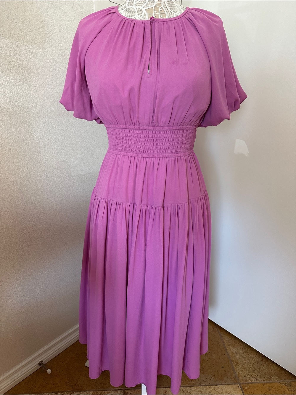 Ann Taylor Petite Split Neck Midi Dress Size 2P